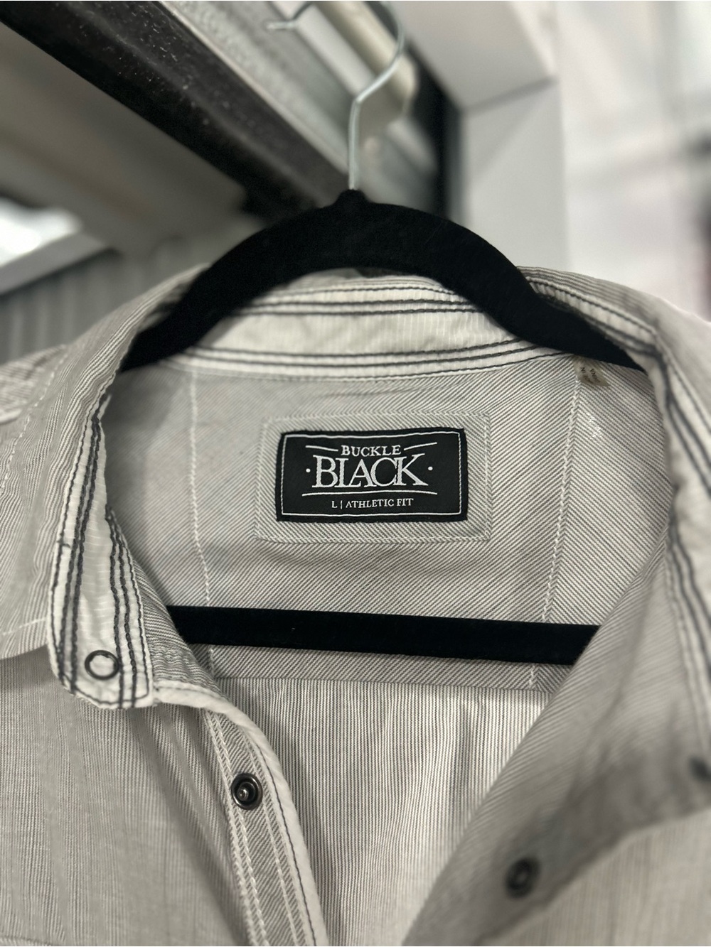 Buckle Black Lightweight Gray Pinstriped Shirt Jacket